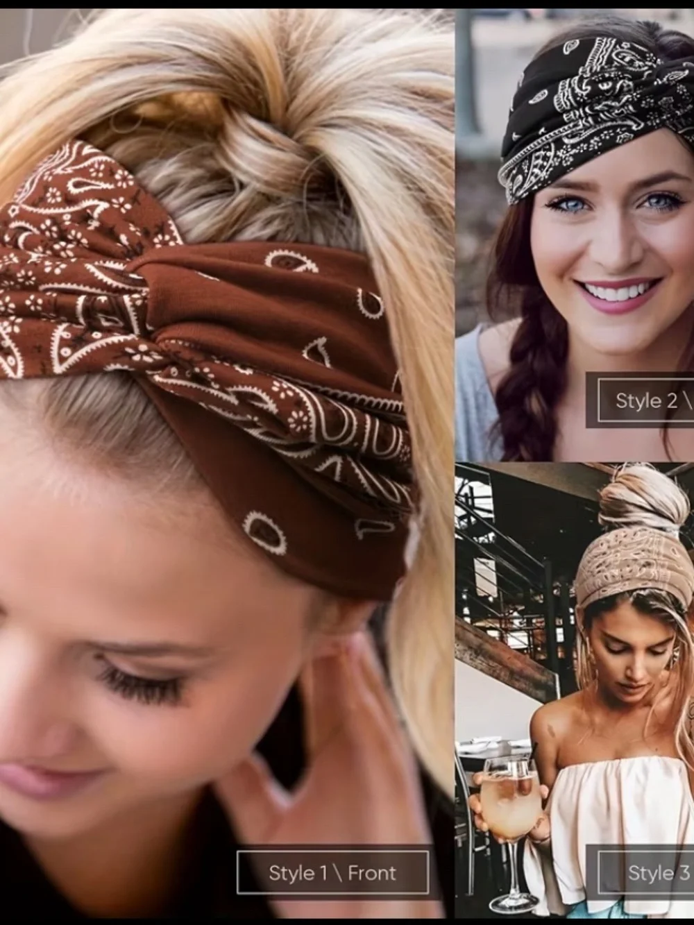 🆕 6 pk-Bandana-Print Knot Headband